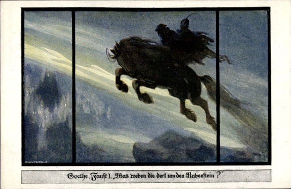 Artist Postcard Kutzer, Ernst, Goethe, Faust I Reiter