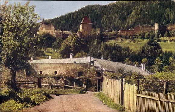 Postcard Friesach in Carinthia, ruin Petersberg