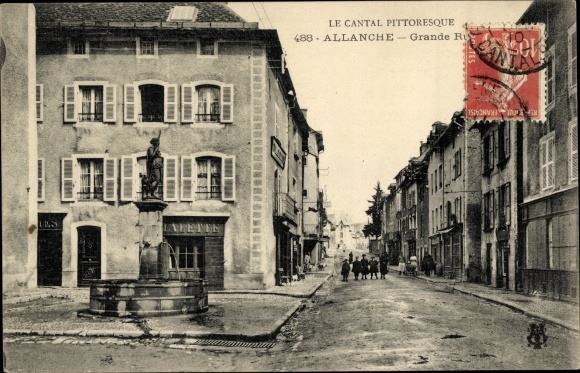 Postcard Alanche Cantal, Grande Rue