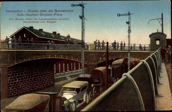 Postcard Herbesthal Lontzen Wallonia Liège, bridge over the Cologne-Aachen-Brussels-Paris railway line