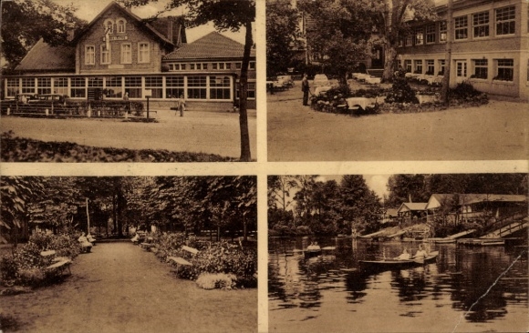 Postcard Handorf Niedersachsen, Kurhaus and Café Restaurant Nobis Krug, owner Aug. Bussmann