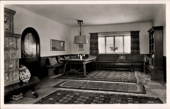 Ak Obersalzberg Berchtesgaden in Oberbayern, Berghof Wachenfeld, Wohnzimmer, Innenansicht