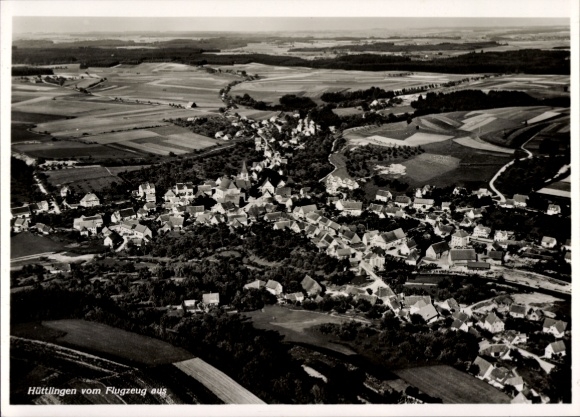 Postcard Hüttlingen in Württemberg, aerial photograph