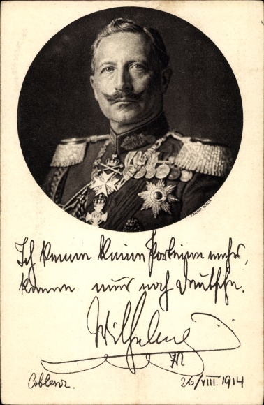 Postal stationery PC Kaiser Wilhelm II, I don&#39;t know any parties anymore, quote 1914