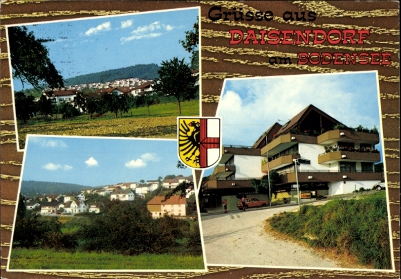 Postcard Daisendorf am Bodensee, general view, partial view, coat of arms