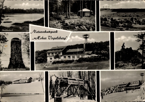 Ak Breungeshain Schotten in Hessen, Hoherodskopf, Naturschutzpark Hoher Vogelsberg, Bismarckturm