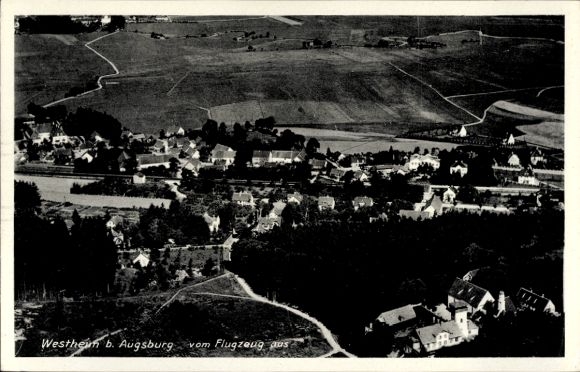 Postcard Westheim near Augsburg Neusäß in Swabia, aerial photograph