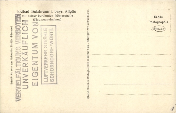 Postcard Sulzbrunn Sulzberg Allgäu, aerial photograph, Römerquell