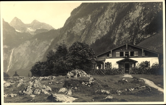 Postcard Ramsau in the Berchtesgadener Land Upper Bavaria, Alpine inn, mountains