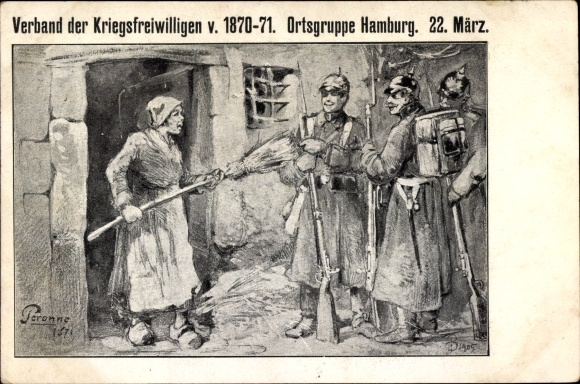 Artist Postcard Association of War Volunteers from 1870-71, Hamburg local group, German soldiers