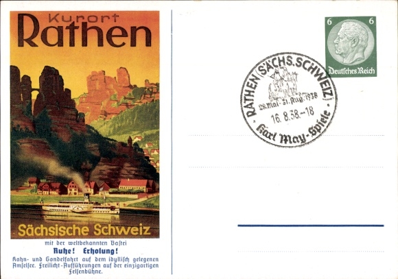 Postal stationery Postcard Rathen an der Elbe Saxon Switzerland, PP 127 F2