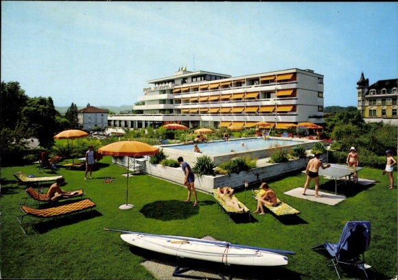 KP Arbon nad Jeziorem Bodeńskim, Kanton Turgowia, Hotel Metropol, basen, ogród, parasole, zajęcia sportowe