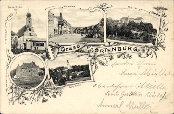 PC Ortenburg Niederbayern, Prot. Church, Market Square, Castle, Confirmation House, Catholic Church