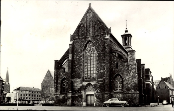 Ak Zutphen Gelderland , Broederenkerk, Stadt  Auto, Schwarz-Weiß-Foto