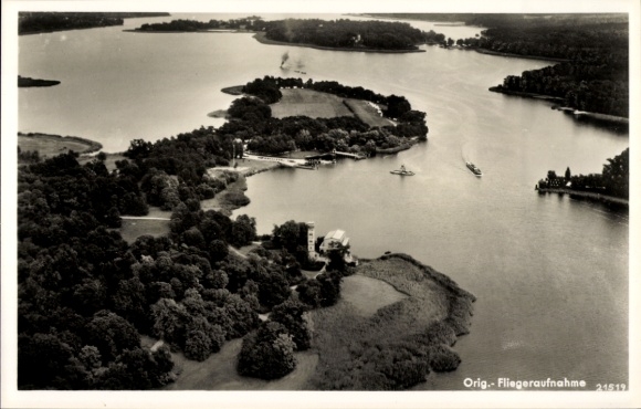 Postcard Sacrow Potsdam, Heilandskirche, aerial photograph