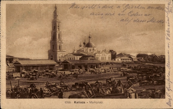 Ak Kalisz Kalisch Posen, Marktplatz, Kirche, 1. WK