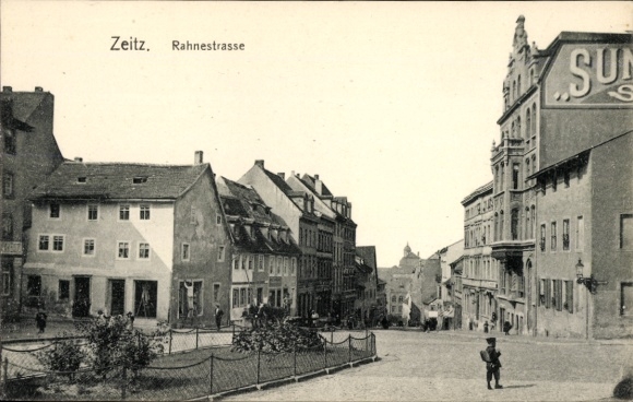 Ak Zeitz an der Weißen Elster im Burgenlandkreis, Rahnestraße, Geschäfte