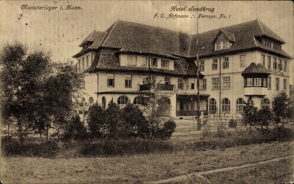 Ak Munster im Heidekreis, Truppenübungsplatz Munsterlager, Hotel Sandkrug