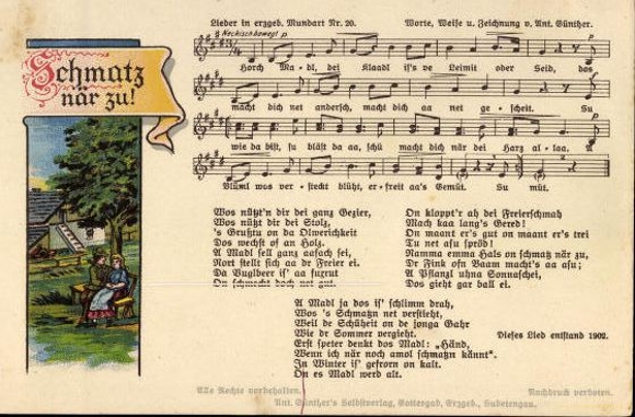 30 individual song cards, Anton Günther