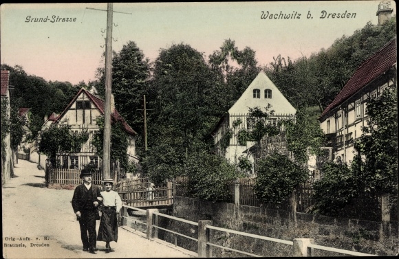 Postcard Dresden Wachwitz, Grund Strasse