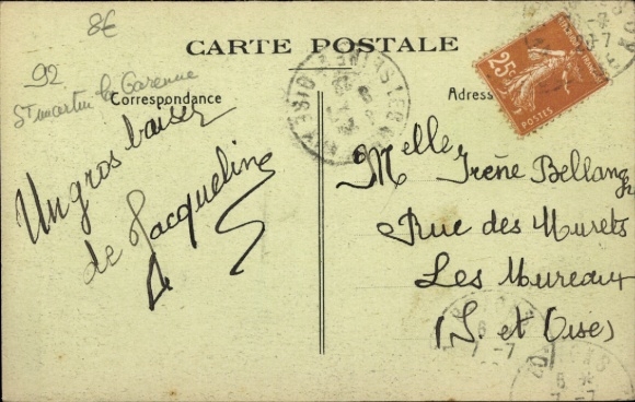 Postcard Carrières sur Seine Yvelines, Ile Saint Martin, Ile Fleurie, banks of the Seine, bridge