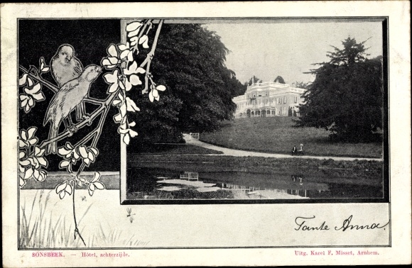 Passepartout Postcard Arnhem Gelderland Netherlands, Sonsbeek, Hotel, parrots