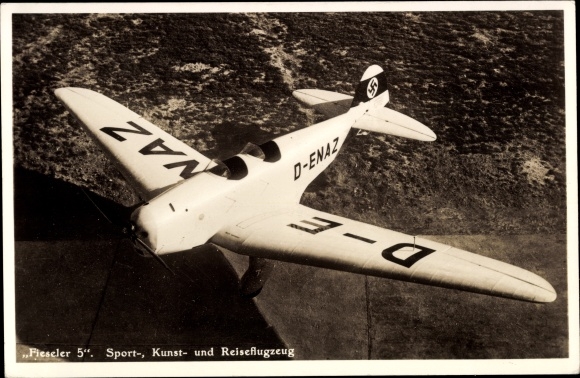 Postcard Fieseler Fi 5, sports, aerobatic and touring aircraft, D-ENAZ
