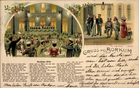 Judaica Song Postcard North Sea resort Borkum East Frisia, Borkum song, Jews, flat feet, anti-Jewish