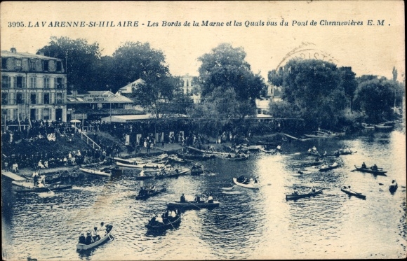 Ak La Varenne Saint Hilaire Val de Marne, Bords de la Marne et les Quais vus du Pont Chennevieres
