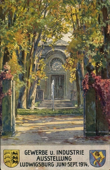Ansichtkaart Ludwigsburg in Württemberg, Handels- en Industrietentoonstelling 1914