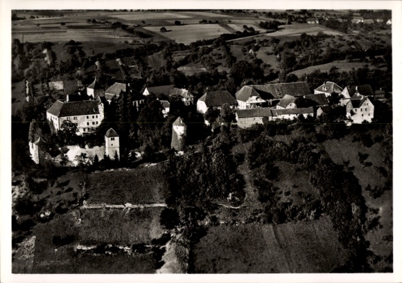Postcard Stetten am Kocher Künzelsau in Württemberg, Burg Stetten, aerial photograph