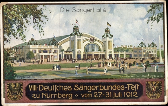 Artist PC Schmidt, Nuremberg in Middle Franconia Bavaria, VIII German Singers&#39; Festival 1912