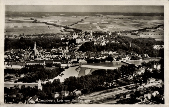 Postcard Landsberg am Lech Upper Bavaria, aerial photograph