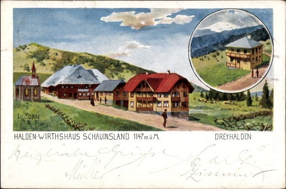 Artist PC Zorn, L., Oberried im Breisgau, Dreyhalden, Halden Wirtshaus Schauinsland