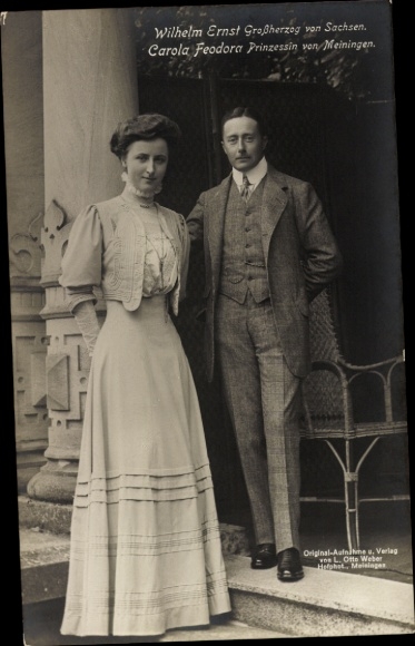 Ansichtkaart Groothertog Wilhelm Ernst van Saksen-Weimar-Eisenach, prinses Feodora Karola