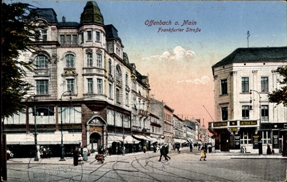 Postcard Offenbach am Main Hessen, Frankfurter Straße, Deutsche Bank, Christian Kohl store
