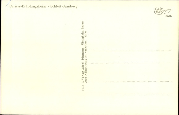 Postcard Gamburg Werbach an der Tauber, castle, bridge, Caritas convalescent home