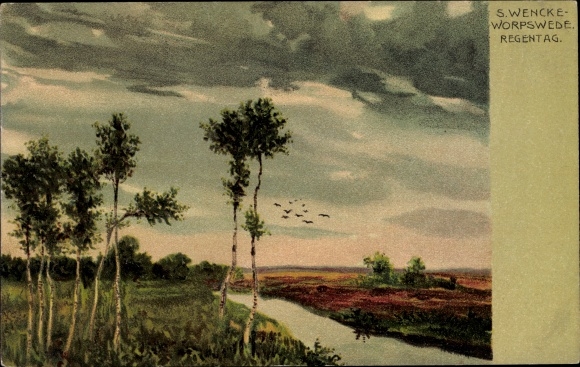 Artist PC Wencke, Sophie, Worpswede, rainy day, landscape, river section