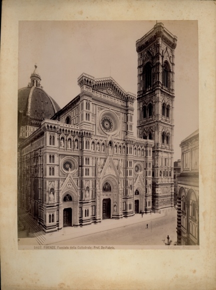 foto rond 1880, Firenze Florence Toscana, Facciata della Cathedrale, gevel