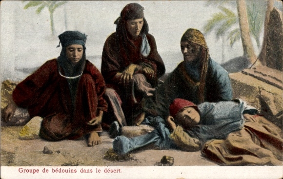 Postcard Damascus Damascus Syrians, group of Bedouins in the desert