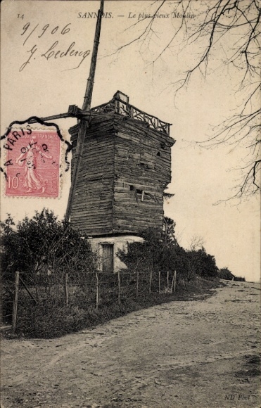 Postcard Sannois Val d'Oise, oldest windmill