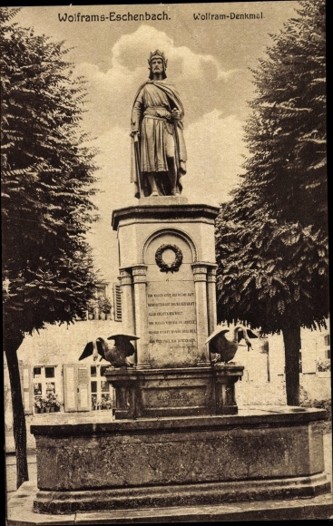 Ak Wolframs Eschenbach in Midden-Franken Beieren, Wolfram-monument