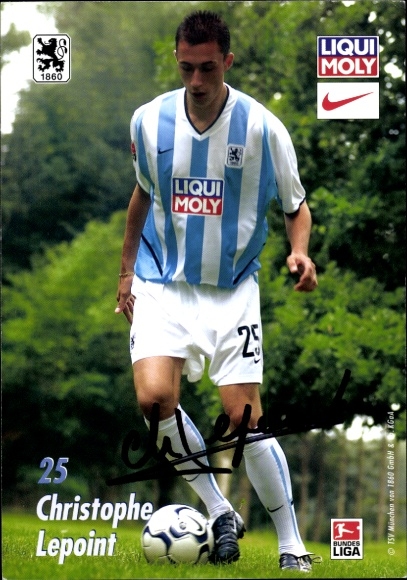 Autograph card footballer Christophe Lepoint, TSV 1860 Munich, autograph