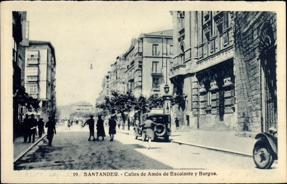 Postcard Santander Kantabrien Spanien, Streets of Amós de Escalante and Burgos