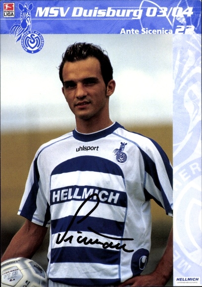 Autogrammkarte Fußballer Ante Sicenica, MSV Duisburg, Autogramm