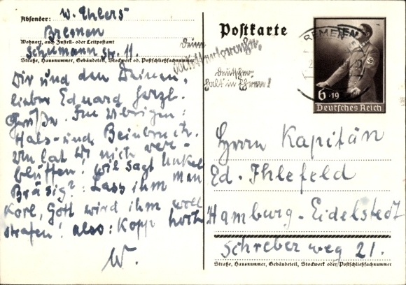 Postal stationery artist Postcard Klein, G., Only one can win and that is us, quote from Adolf Hitler