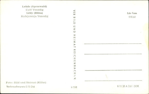Ak Lehde Lübbenau in het Spreewald, Café Venetië, Spreewaldkahn