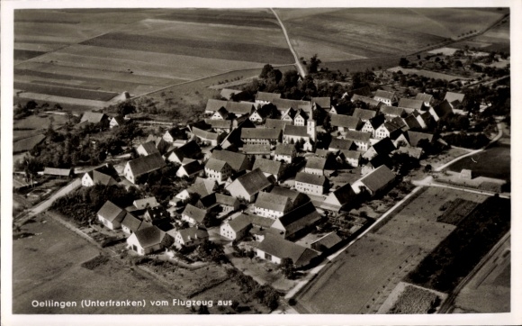 Postcard Oellingen Gelchsheim in Lower Franconia, aerial photograph
