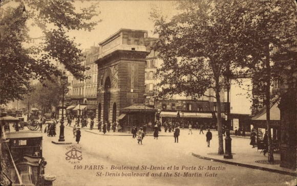 Ansichtkaart Parijs X, Porte Saint Martin, Boulevard St. Denis