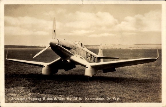 Postcard Luftwaffe, dive bomber Blohm & Voss Ha 137B